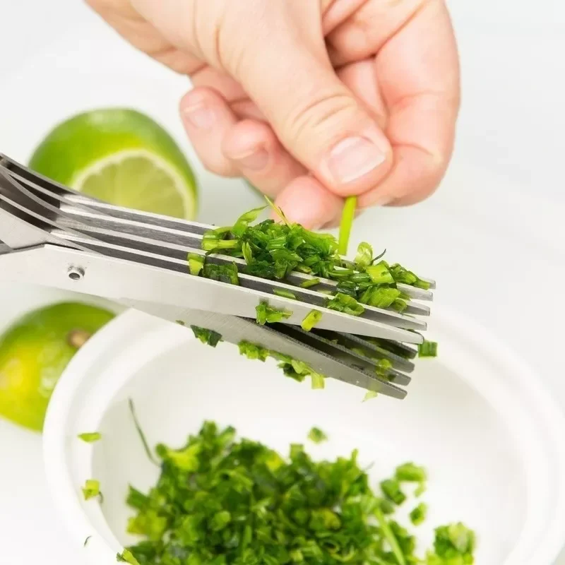 

15CM Minced 5 Blades Stainless Steel Kitchen Scissors Herb Cutter Shredded Rosemary Scallion Cutter Herb Chopped Tool Cut 2020