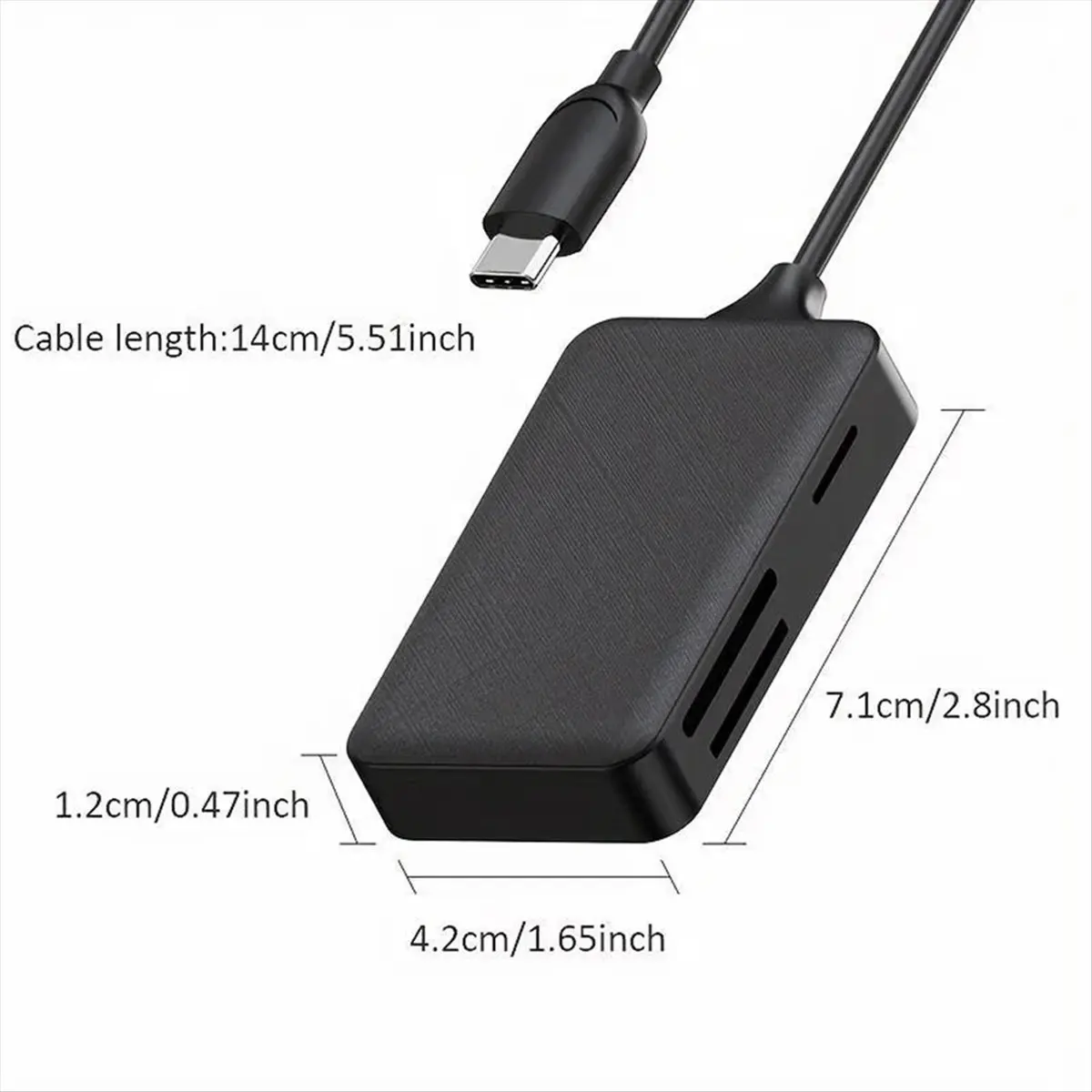 Фото (A60I) Кардридер 4-в-1 Type-C для карт памяти SD, Micro-SD, TF, MS, адаптер для ноутбуков и ПК, универсальный OTG-кардридер №3