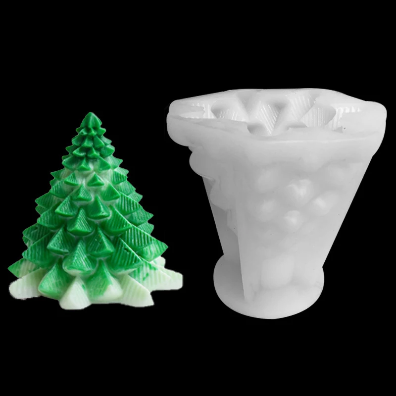 Силиконовая 3D форма для рождественской елки, штукатурка из смолы для ароматизированных свечей, декоративное украшение для елки, домашнее украшение, форма для настольного украшения