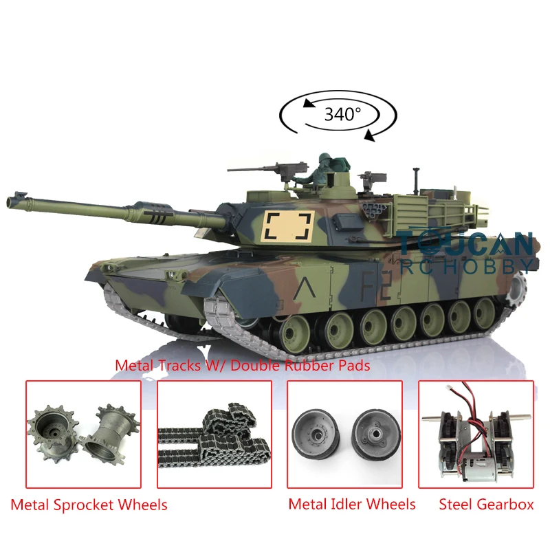

1/16 7.0 Henglong Upgraded Ver M1A2 Abrams RTR RC Tank 3918 W/ Rubbers Smoke Effect Metal Tracks Body Recoil TH17816-SMT7