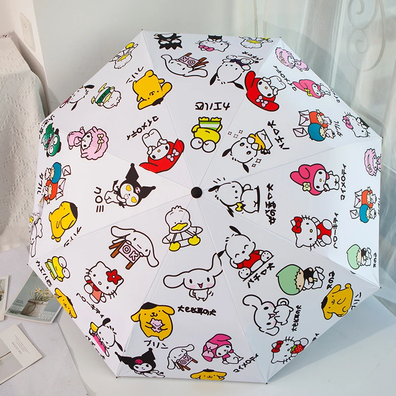 

Kawaii Sanrio Cute Umbrella Pochacco Summer Kawaii Student Rainy Sun Uv Protection Portable Folding Sunshade Cartoons Toys Girls