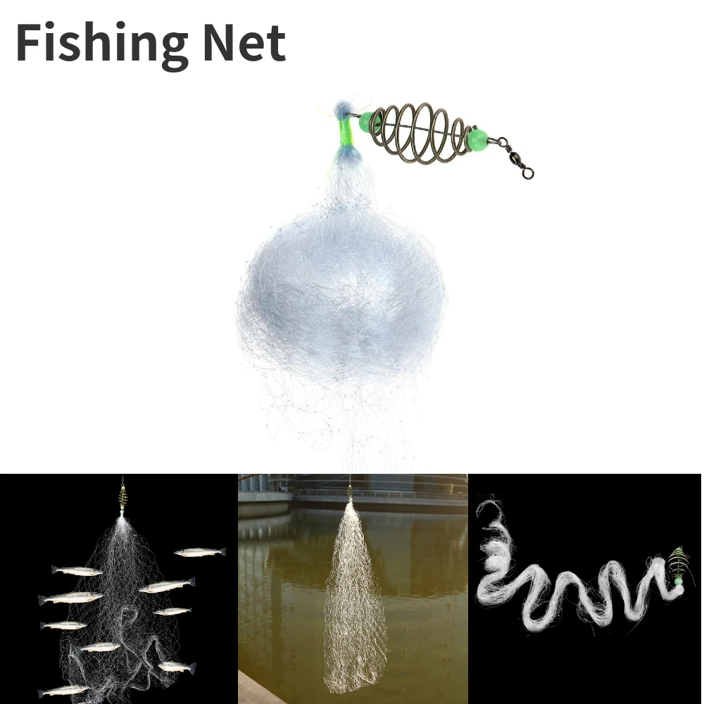 

Fishing Net Explosion Hook Spring Trap Luminous Fishnet Rigs Fishing Hook with Stainless Steel Springs Hook Mesh Accessories
