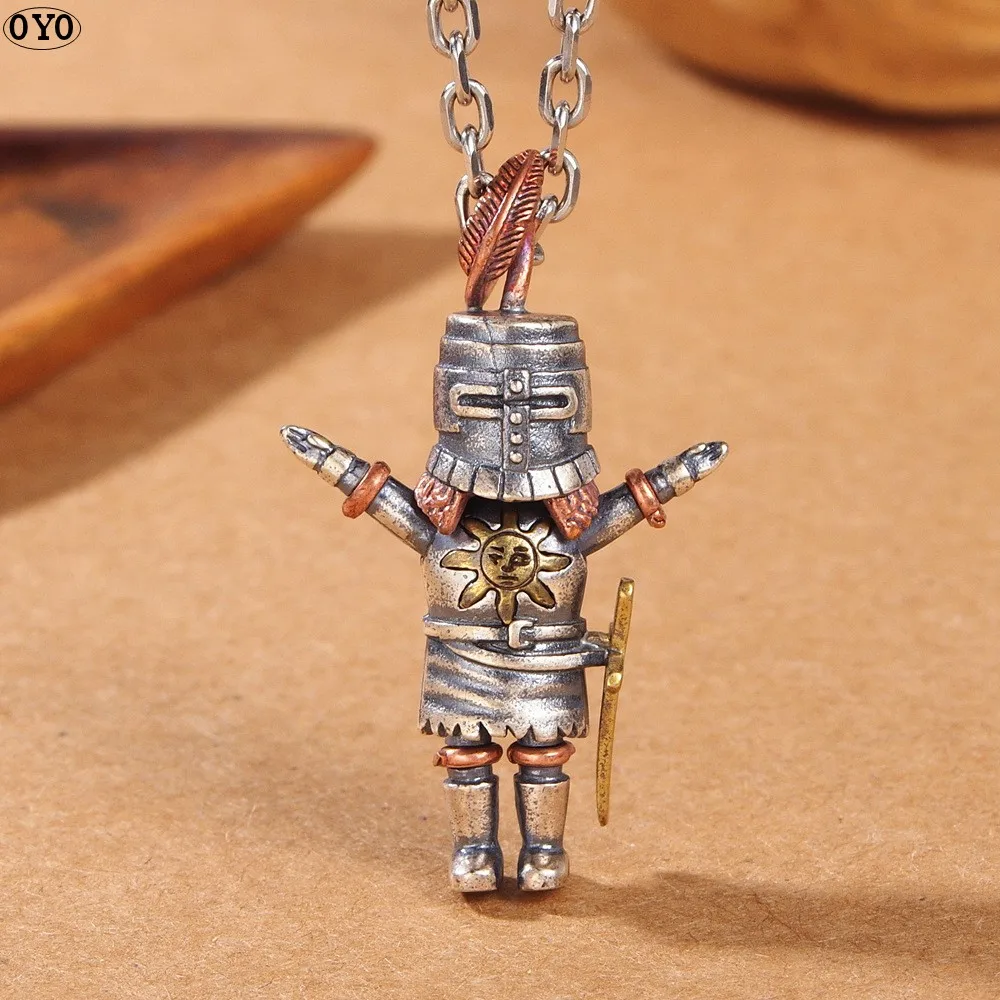 

Real S925 sterling silver Sun Knight Pendant for men chic and domineering Little Knight style ornaments