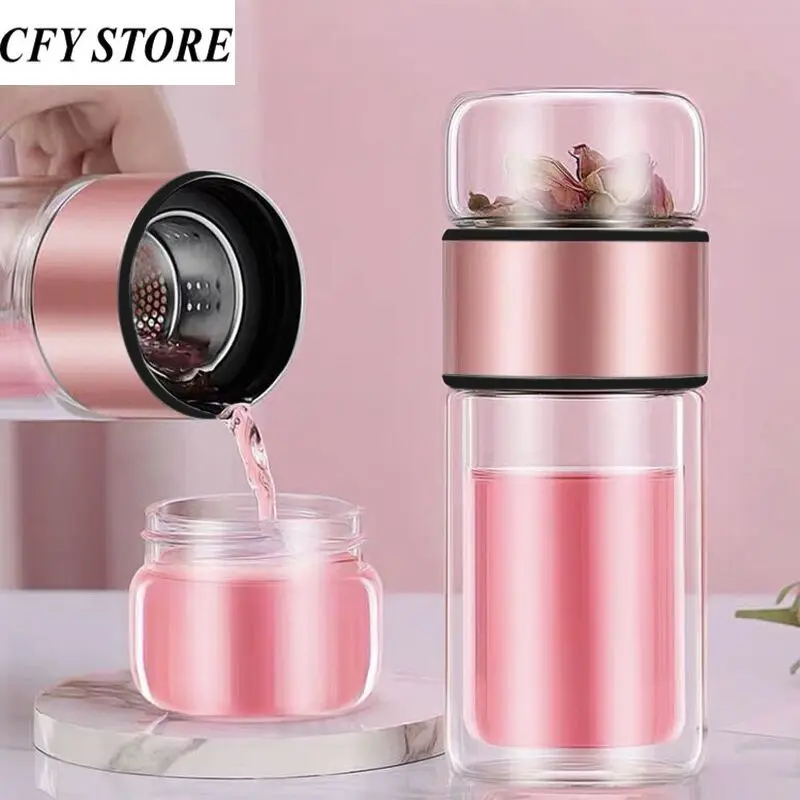 

Бутылка для воды стеклянная с двойными стенками, 380 мл