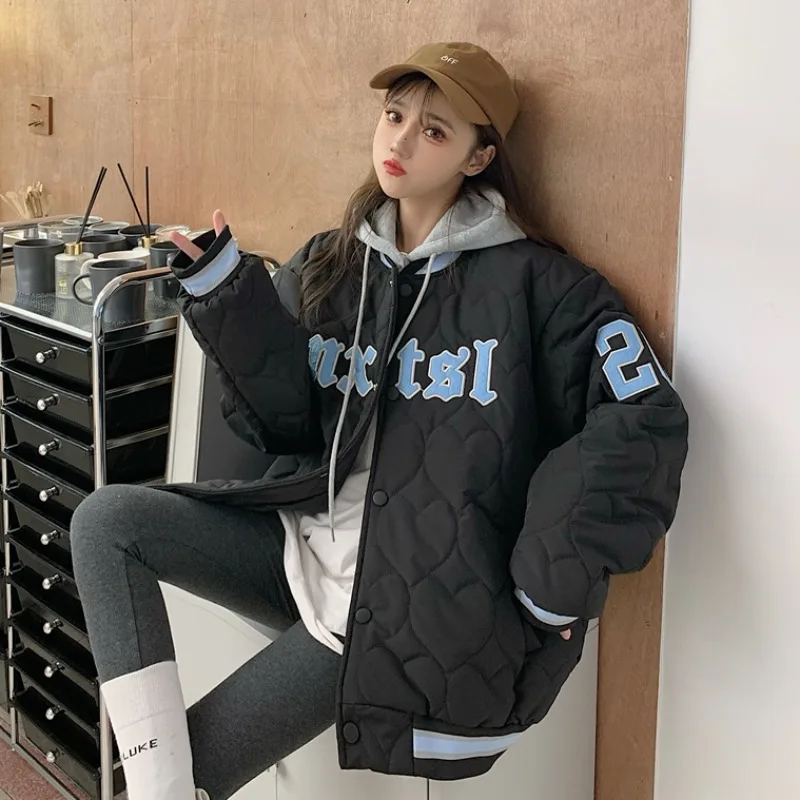 Thickened Baseball Jacket Winter Retro Sweet Is A Cotton-padded Jacket Coat Female Hot Style Little Cotton-padded Clothes Wet