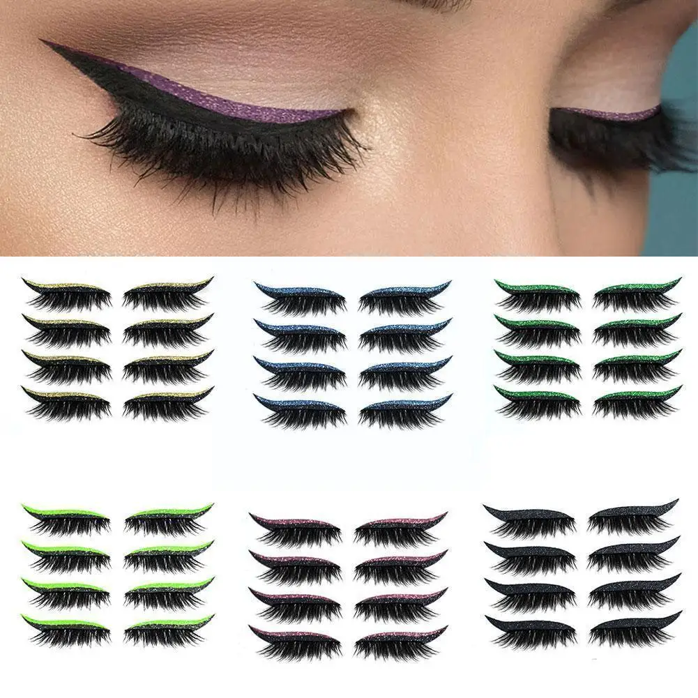 

2 In 1 Eyeliner False Eyelashes Sticker Double Eyelid Eyelid Eyeshadow Sticker Reusable Patch Makeup Ouble Line Eyeliner St X0M9