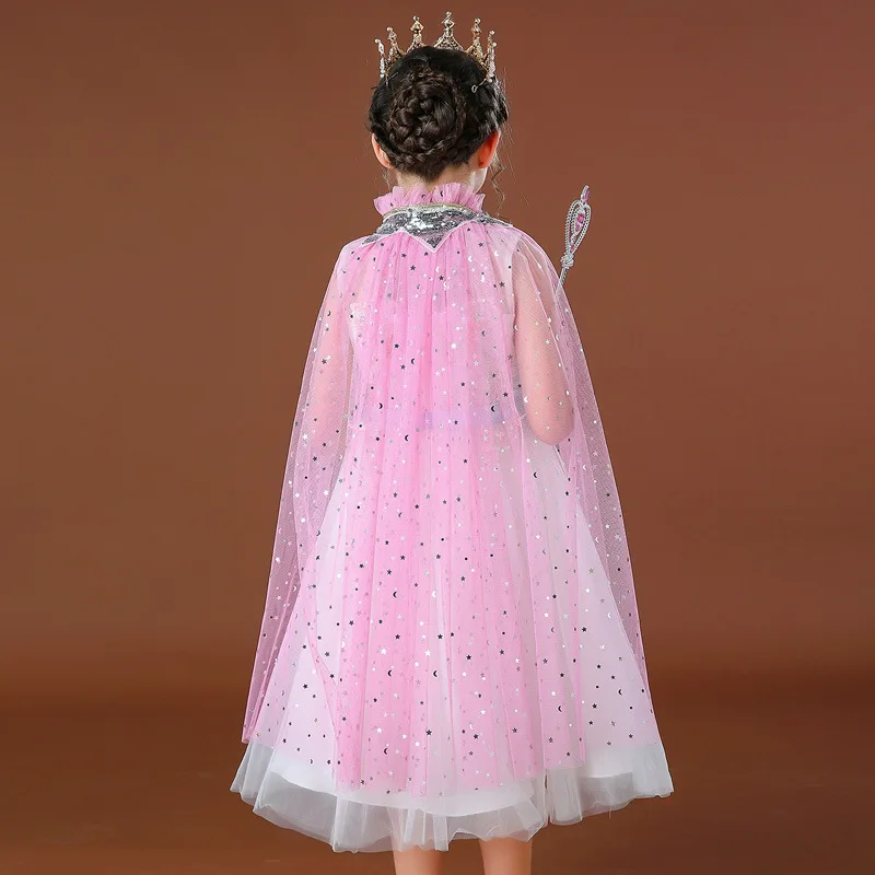 

Princess Cape Cloak Tiara Crown Flower Headband for Little Girls Dress up