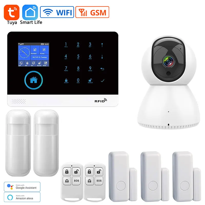 Enlarge GSM Wifi Alarm System Smart Home Security 2.4 Inch Color Screen Wireless Indoor Camera Infrared Motion Detector Door Sensor Kit