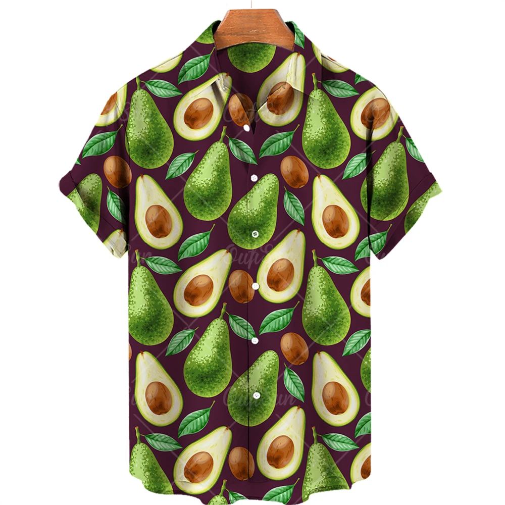 

Гавайская рубашка для мужчин и женщин, модная повседневная свободная льняная блузка с принтом фруктов, с коротким рукавом, пляжные топы, Ули...
