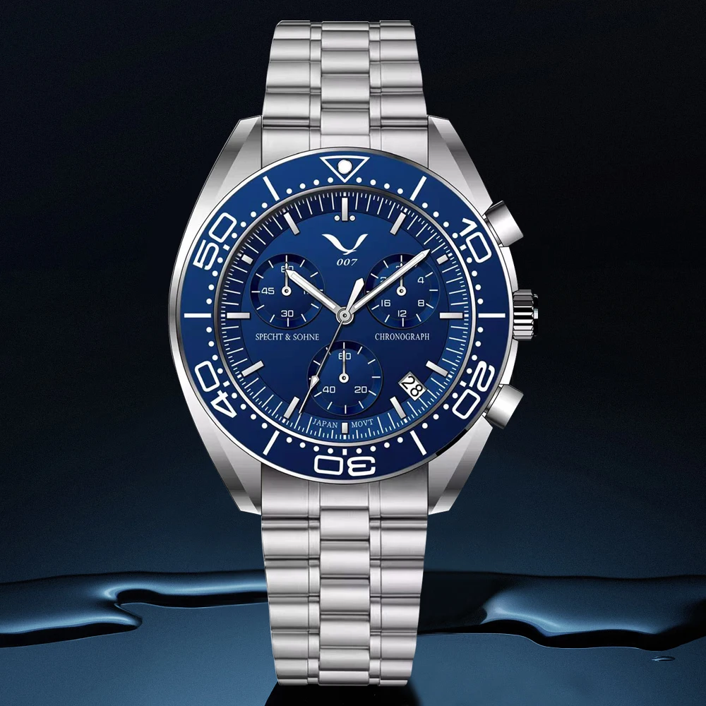 

Specht&Sohne Brand New Men's Watch Stainless Steel Sports Watch For Men Japan Quartz Wristwatch Luminous Hands Relogio Masculino