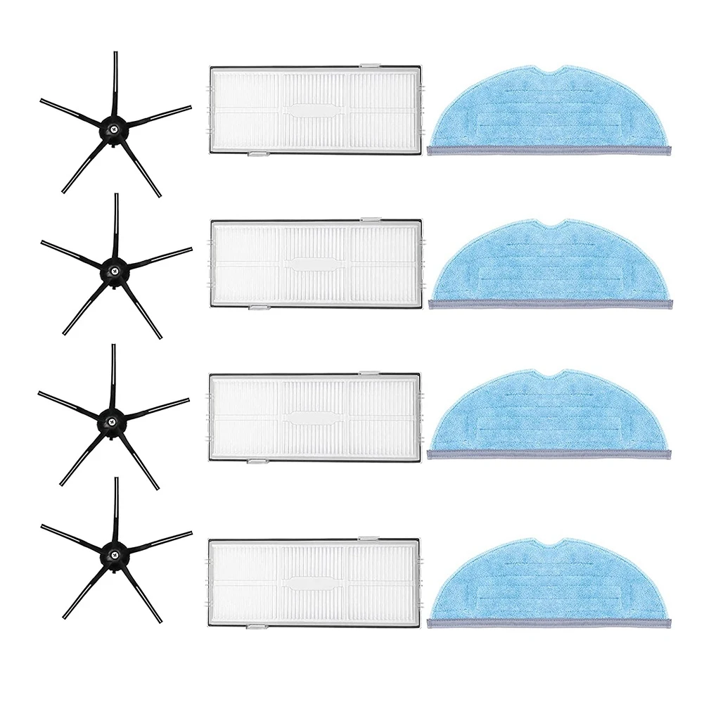 

12Pcs Accessories for Xiaomi Roborock S7 Vacuum Cleaner Parts, 4 Hepa Filter, 4 Black Side Brush, 4 Mop Cloth Pads