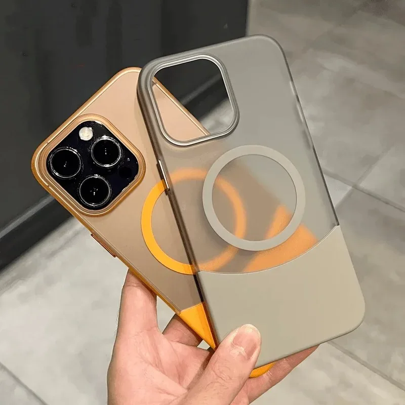Original Ultra Thin Matte Magnetic Wireless Charge 2 IN 1 Clear Case For iPhone 15 14 Plus 13 12 11 Pro Max Magsafe Hard Cov