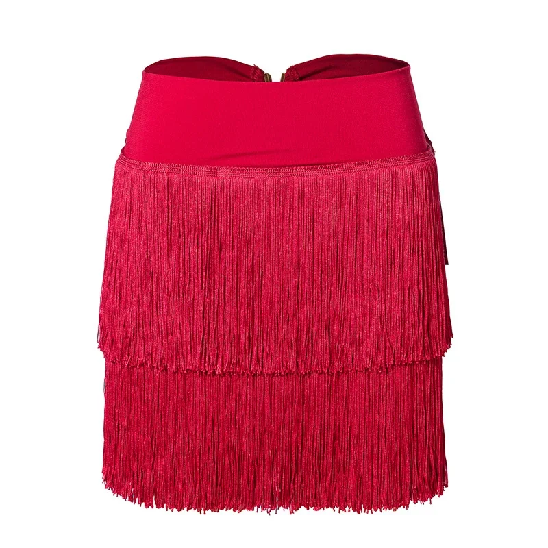 Женская Двухслойная юбка с бахромой для латиноамериканских танцевальных