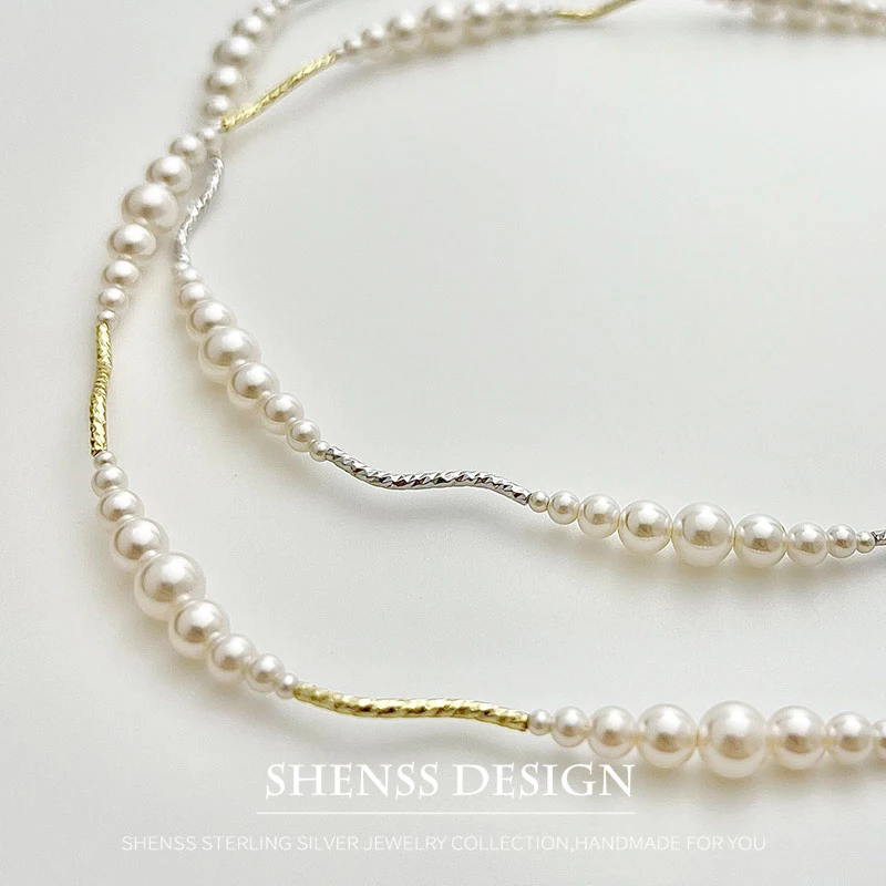 Короткое ожерелье-браслет с имитацией жемчуга и медным покрытием из 14-каратного