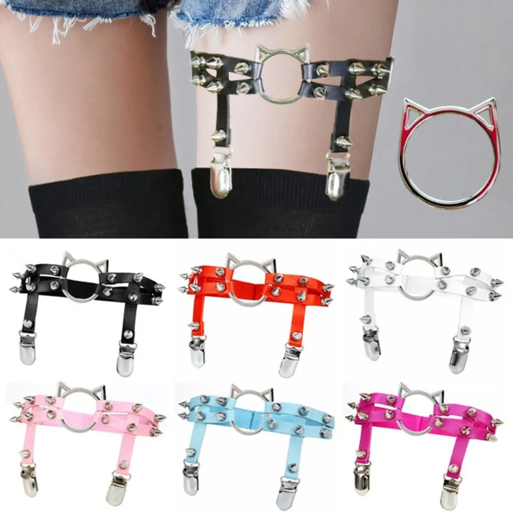 

Пояс для чулок в готическом стиле, модный пояс из искусственной кожи в форме кота, с подвязками, украшение для ног, петля для ног для девушек