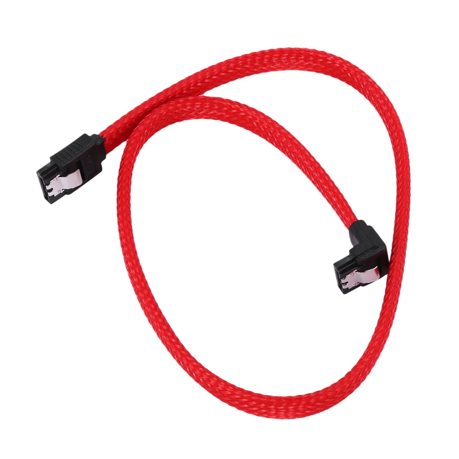 

7-контактный кабель для передачи данных SATA 3,0 III, 50 см, под прямым углом, 6 Гб/с, кабели SSD, шнур для жесткого диска с нейлоновой втулкой (красный)