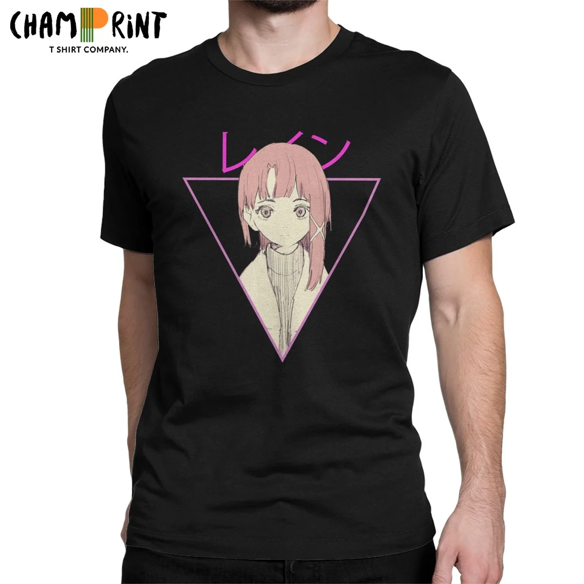 

Men's T-Shirt Anime Serial Experiments Lain Manga Vintage Cotton Tees Short Sleeve T Shirts O Neck Clothing Plus Size