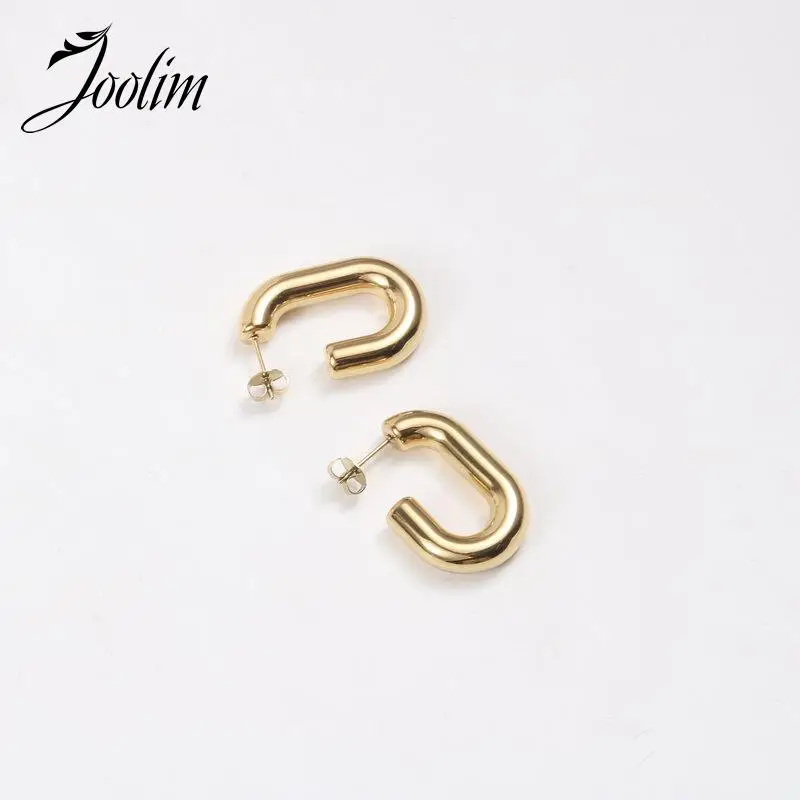 

Waterproof & Tarnish Free Hollow U-shaped Hoop Earrings Stainless Steel Jewelry