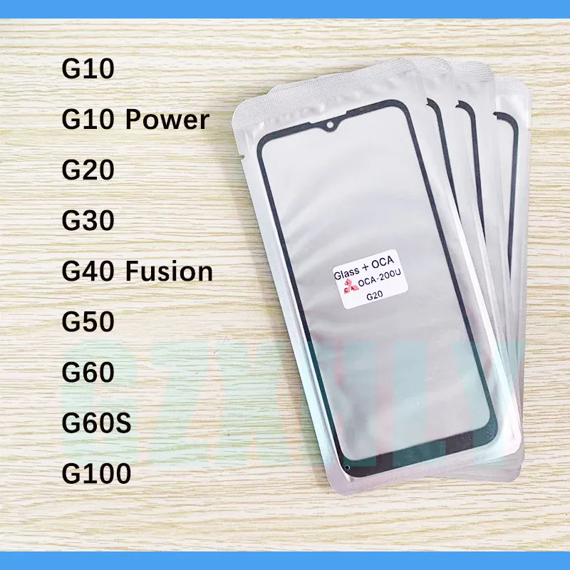 Cristal frontal de 10 unids/lote + lente exterior LCD OCA para Motorola Moto G30 G20 G50 G60s G10 Power G100 G40 Fusion Panel de pantalla táctil
