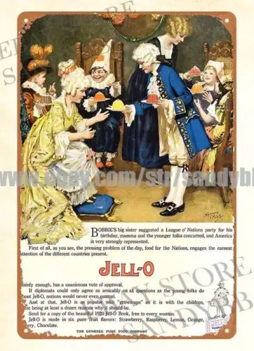 1920 Jell-O арт nouveau металлическая жестяная вывеска настенная табличка настенный