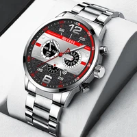 mens fashion watches men business stainless steel quartz wristwatch calendar men luxury casual leather watch luminous clock
