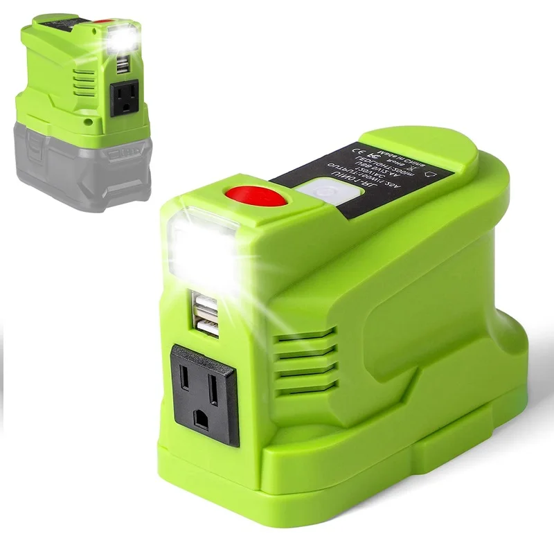 

Адаптер для литиевого аккумулятора Ryobi 18 в, преобразователь с двумя USB портами светодиодный светодиодсветильник кой, литий-ионный аккумулятор 150 Вт, инвертор мощности