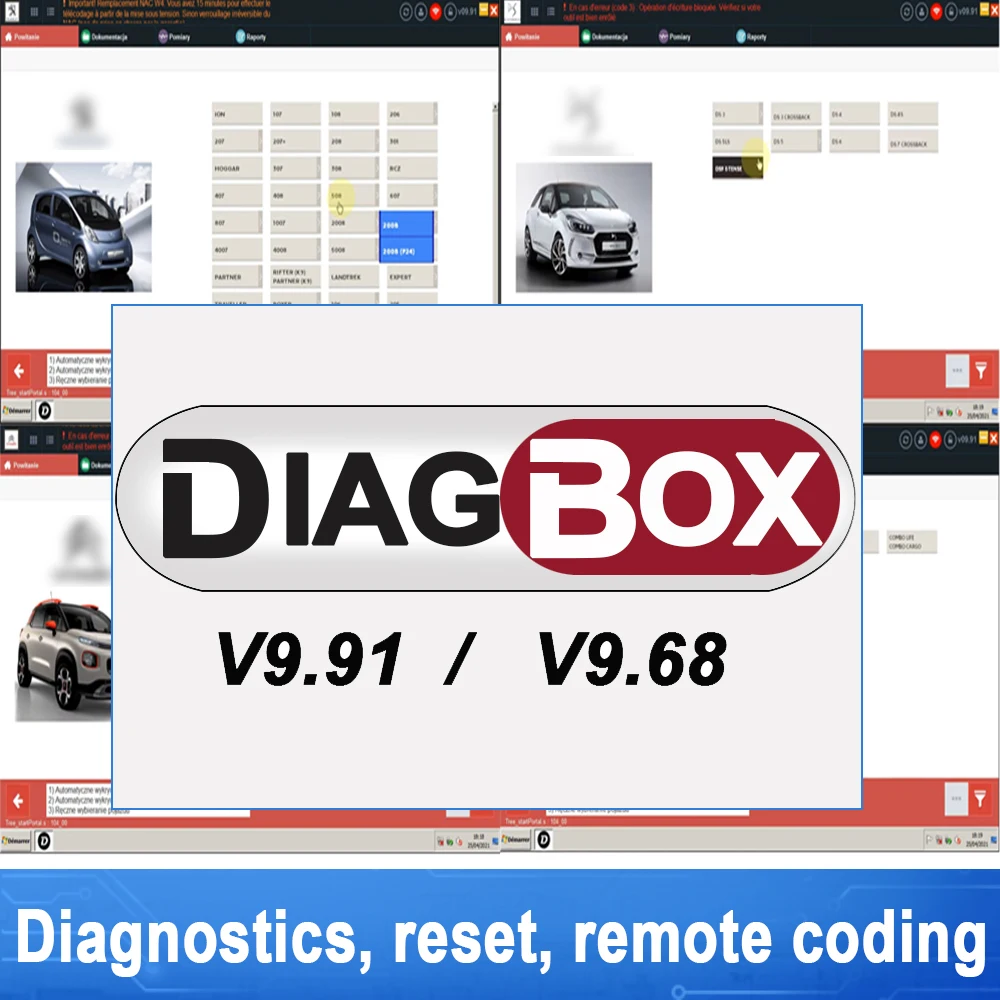 Diagbox V9.91 work with PP2000 Virtual Machin Software Diagnose Resets Work for Citroen/Peogeot/DS Automobiles/Opel Untill 2021