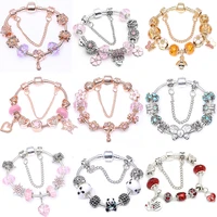 pandora bracelet charms pendants beads women jewelry making flower bear pentagram butterfly bee crown panda rabbit dreamcatcher