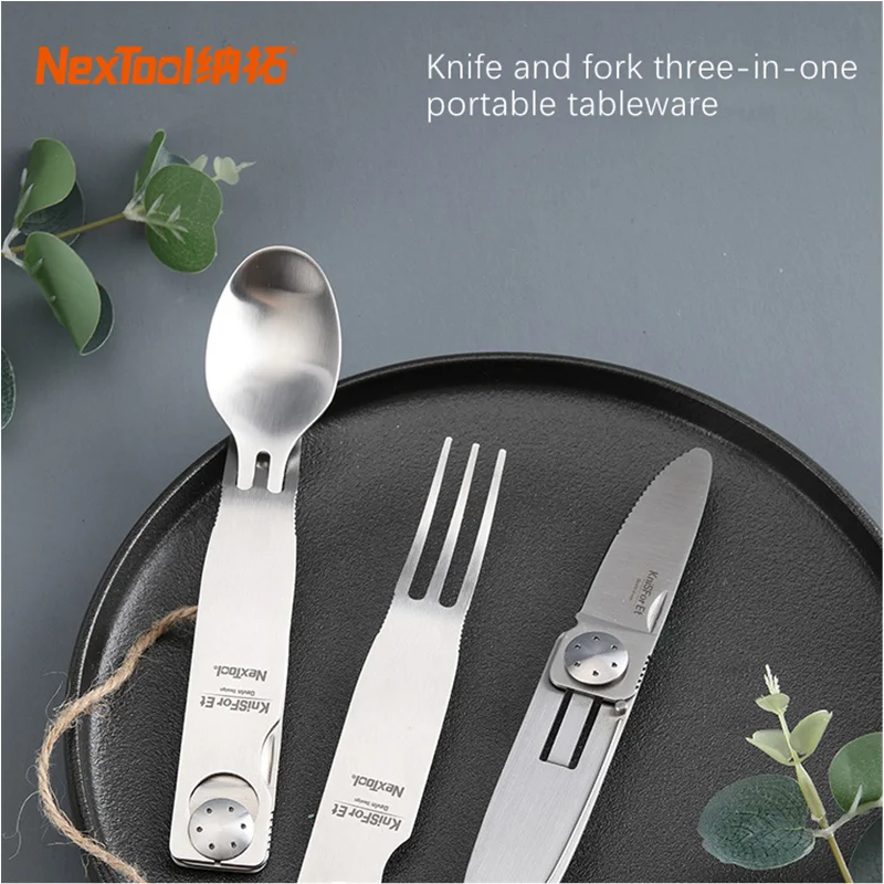 

NexTool NE0083 3-in-1 Dinnerware Knife Fork Spoon Stainless Steel Anti-rust Antiseptic For Outdoor Portable Spoon