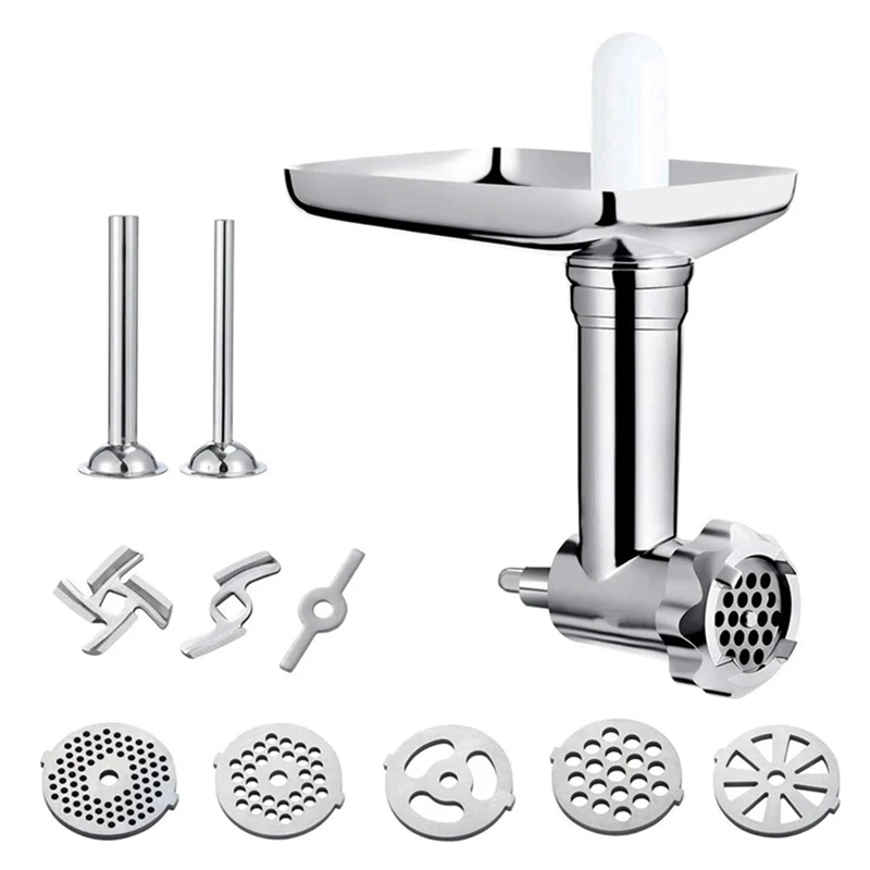 

Food Grinder Attachment for KitchenAid Stand Mixers,Meat Grinder Attachments,Sausage Stuffer Tubes,4 Grinding Plates