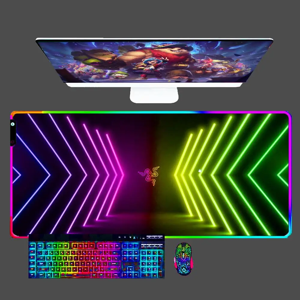 

New Design Razer RGB Large Gaming Mouse Pad XXL Anime PC Computer Gamer Desk Mat for CS GO LOL XXL Laptop LED Backlight Mousepad