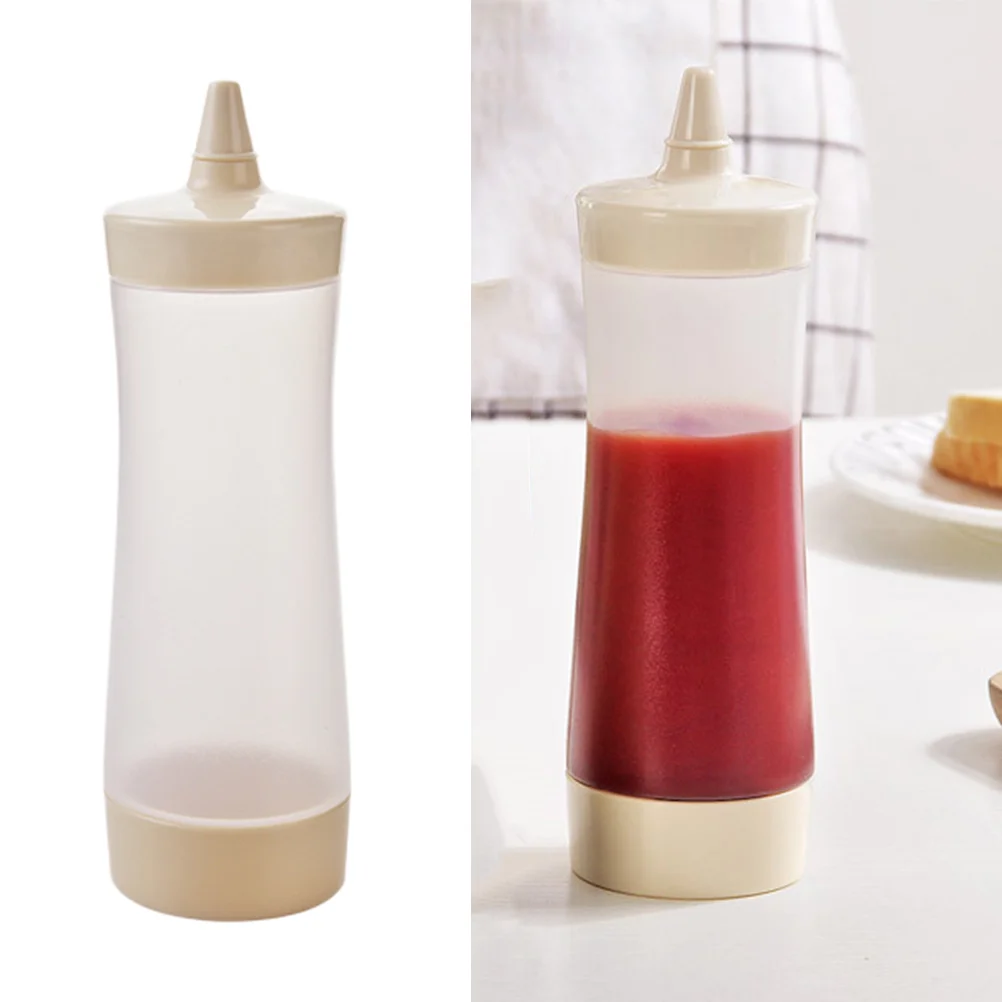 

3Pcs Condiment Bottle Sauce Squeeze Bottle Kitchen Syrup Container Dispenser For Ketchup Salad dressing Mustard Oil Beige