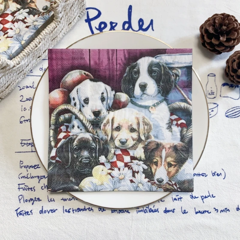 20 шт./упаковка бумажные салфетки в виде собаки