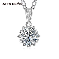 1 carat round brilliant cut d color moissanite pendant necklace silver 925 moissanite diamond test past white gemstone necklace