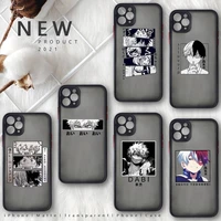 hot japanese anime my hero academia phone case for iphone 13 12 11 8 7 plus mini x xs xr pro max matte transparent cover
