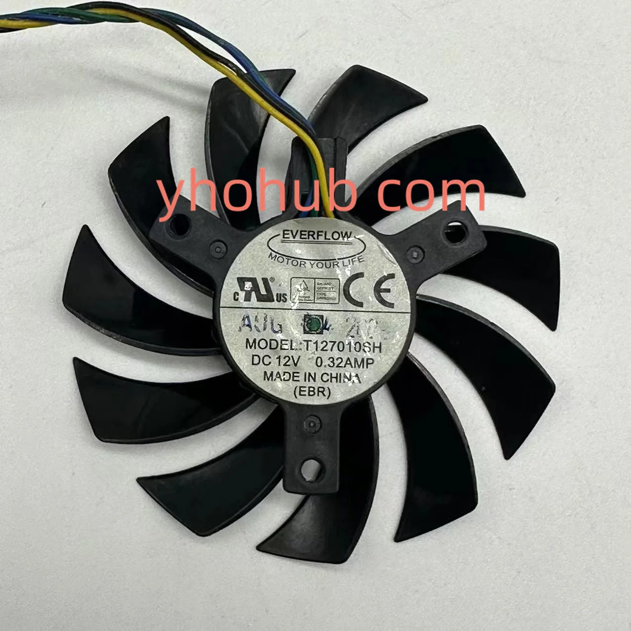 Вентилятор охлаждения сервера Everflow T127010SH, 12 В постоянного тока, 0,32 А, диаметр 75 мм 40 мм 4 провода
