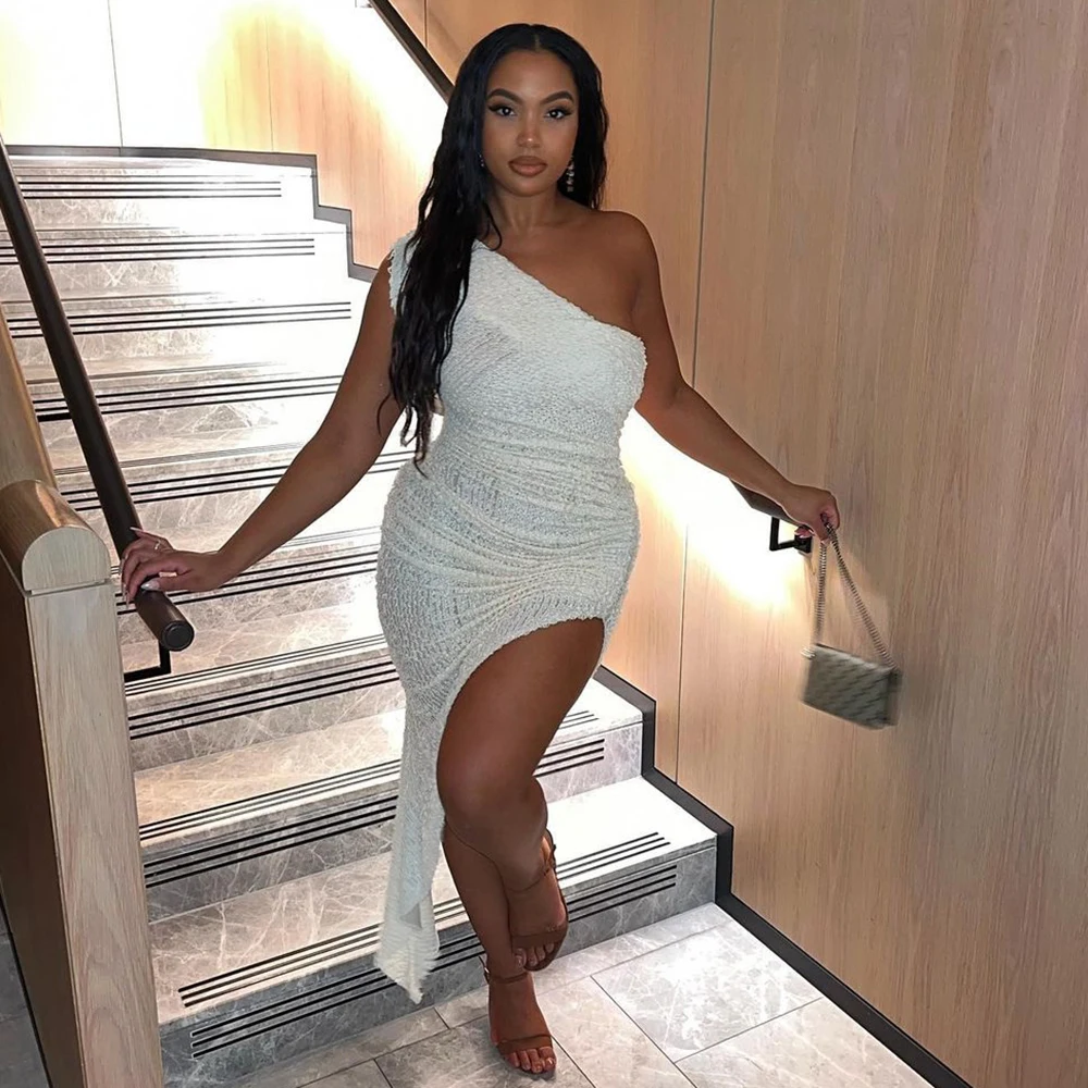 

Женское длинное платье с открытой спиной, элегантное привлекательное Асимметричное Платье макси с открытыми плечами, облегающее платье без рукавов с рюшами, 2023