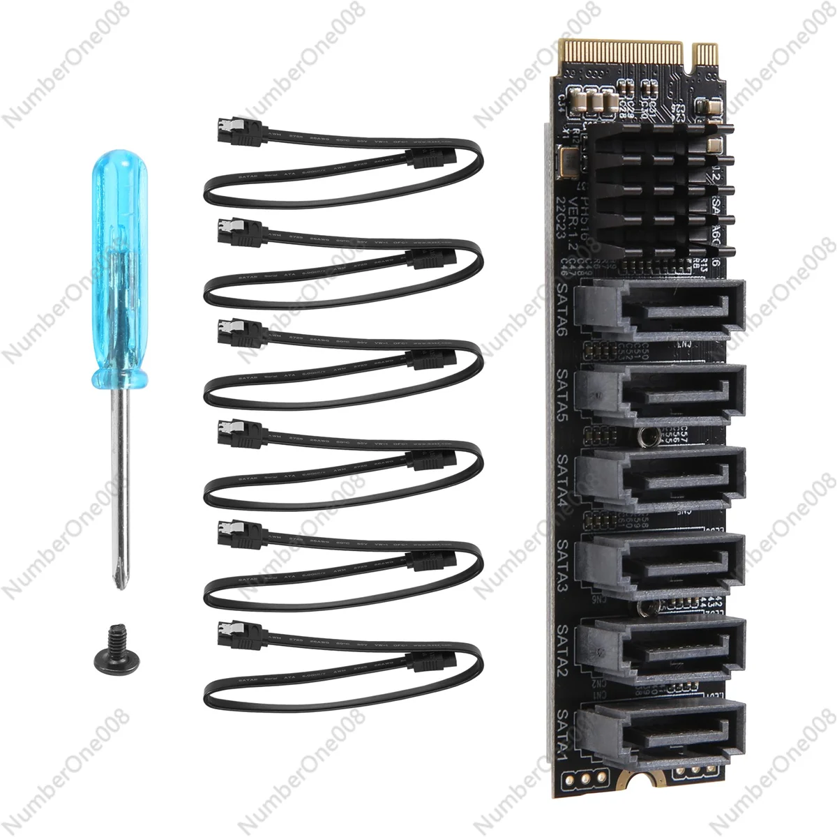 Плата расширения PCIE-SATA 6Gpbsx6-Port + кабель SATA M.2 MKEY PCI-E карта NVME на SATA3.0 ASM1166 поддержка PM