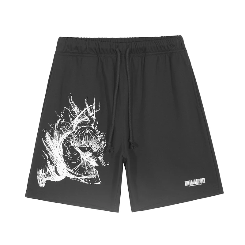 

Anime Demon Slayer Kimetsu No Yaiba Shorts Men/Women Zenitsu Agatsuma Print Harajuku Streetwear Cotton Casual Black Shorts CS869