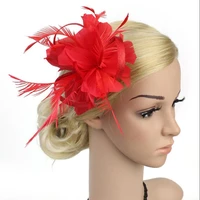 blooming flower feather looped headband alice band fascinator ladies day wedding royal ascot