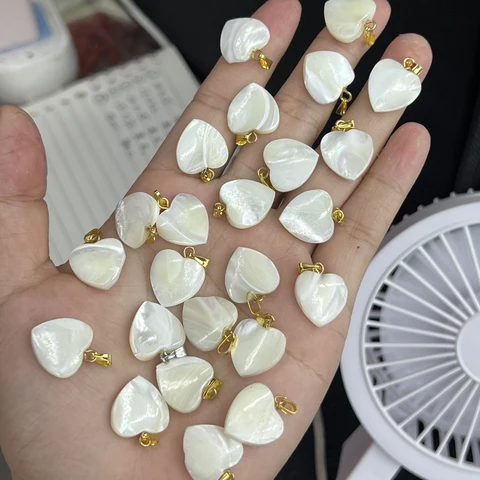 5 шт., подвески из перламутра, сердце, 15 мм