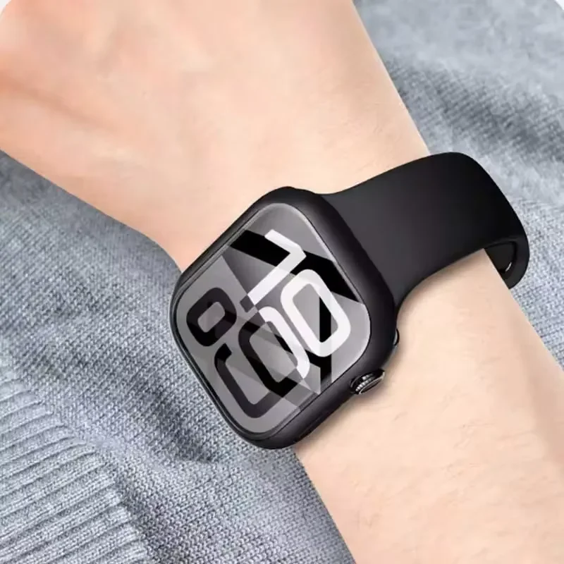 Фото Закаленное стекло + чехол для Apple Watch 10 42/46 мм Ultra/2 49 мм, матовый защитный чехол для ПК iWatch 9 8 7 6 5 4 SE 45 мм 41 мм 44 мм 40 мм №3