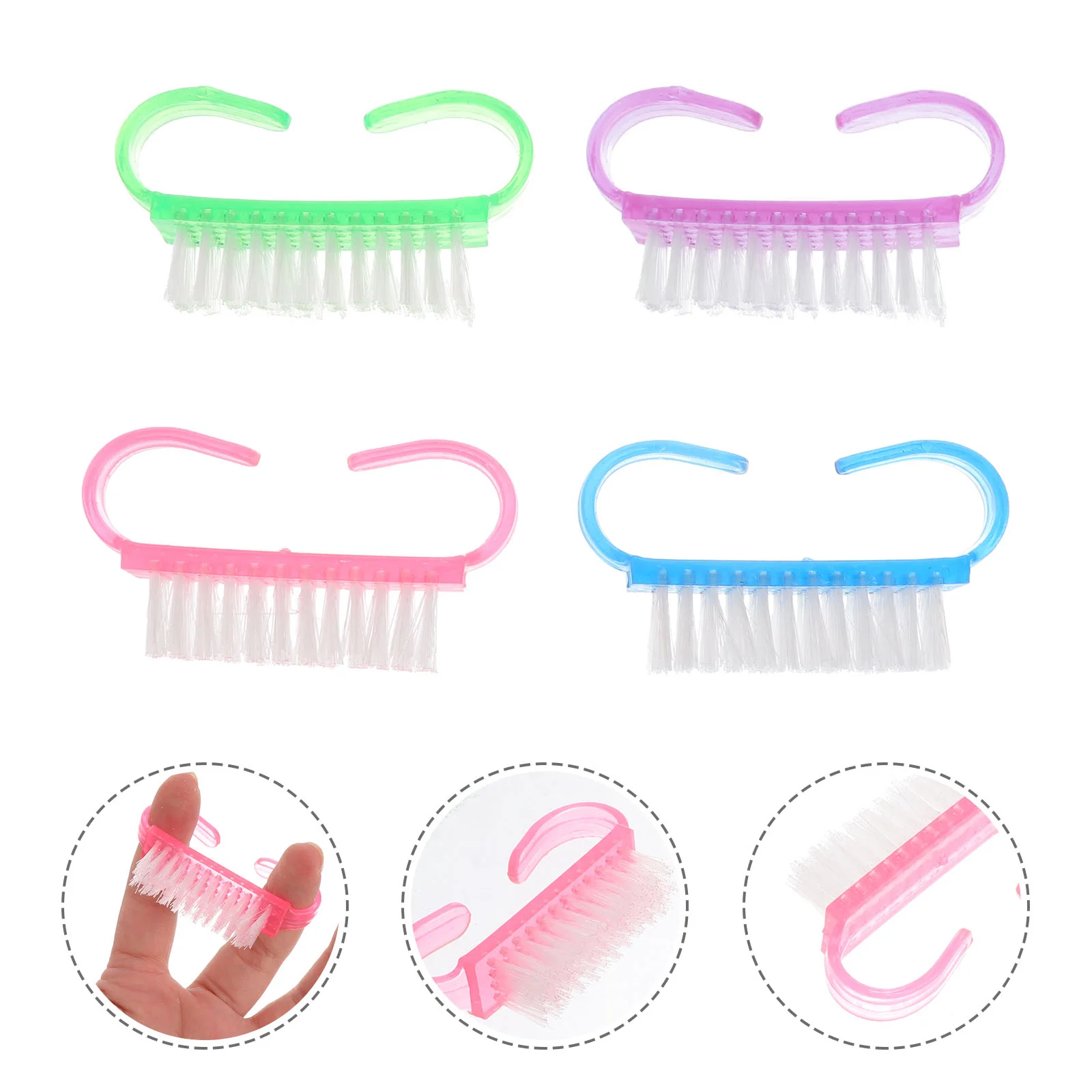 

Brush Nail Fingernail Brushes Scrub Cleaning Hand Clean Cleaner Toes Scrubber Mini Small Pedicure Double Sided Handle Toe Nails