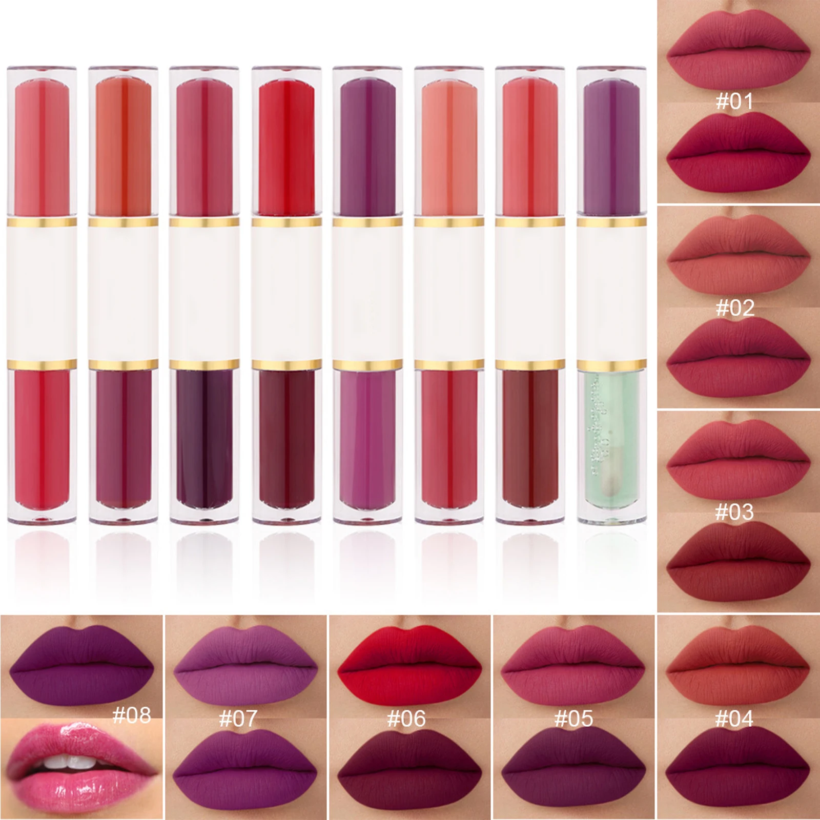 

Double Headed Lipstick Matte Non-stick Cup Waterproof Long Lasting Lip Gloss Lip makeup Cosmetic Accessories 2022 New