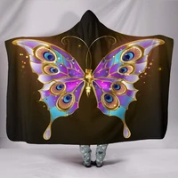 hooded blanket gold pink butterfly nature wings insect abstract pattern girly gardening bohemian boho neon rave festival