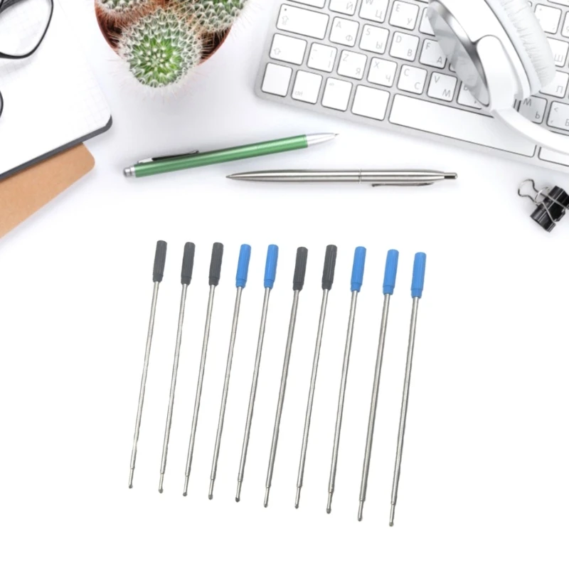 

10PCS Metal Pen Refills Blue Black Refills 115mm Replacement Ballpoint Pen Refills 1mm Tip Pen Refill 896C