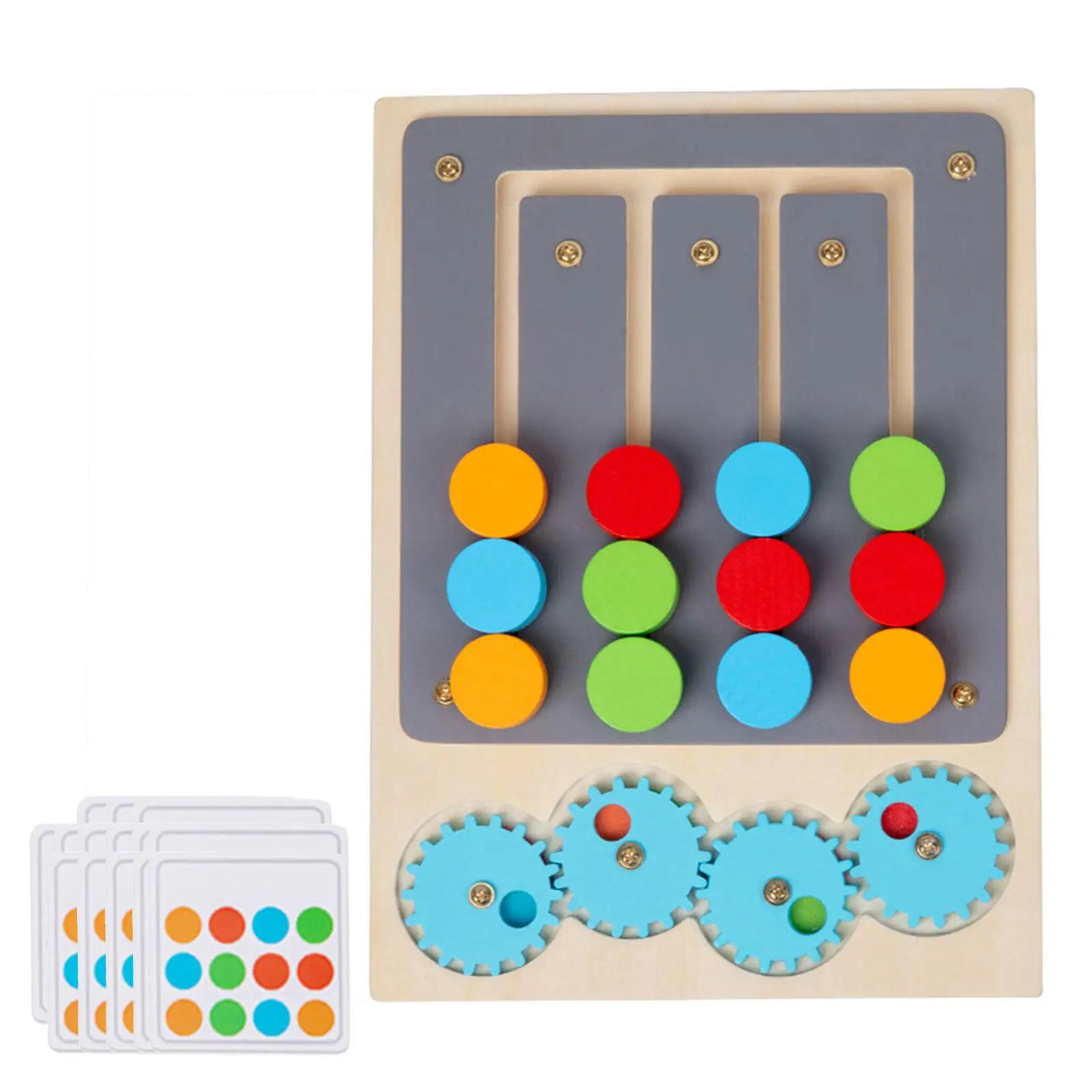 

Sliding Color Puzzle with 25 Cards Wooden Toy for Ages 3+ Kids