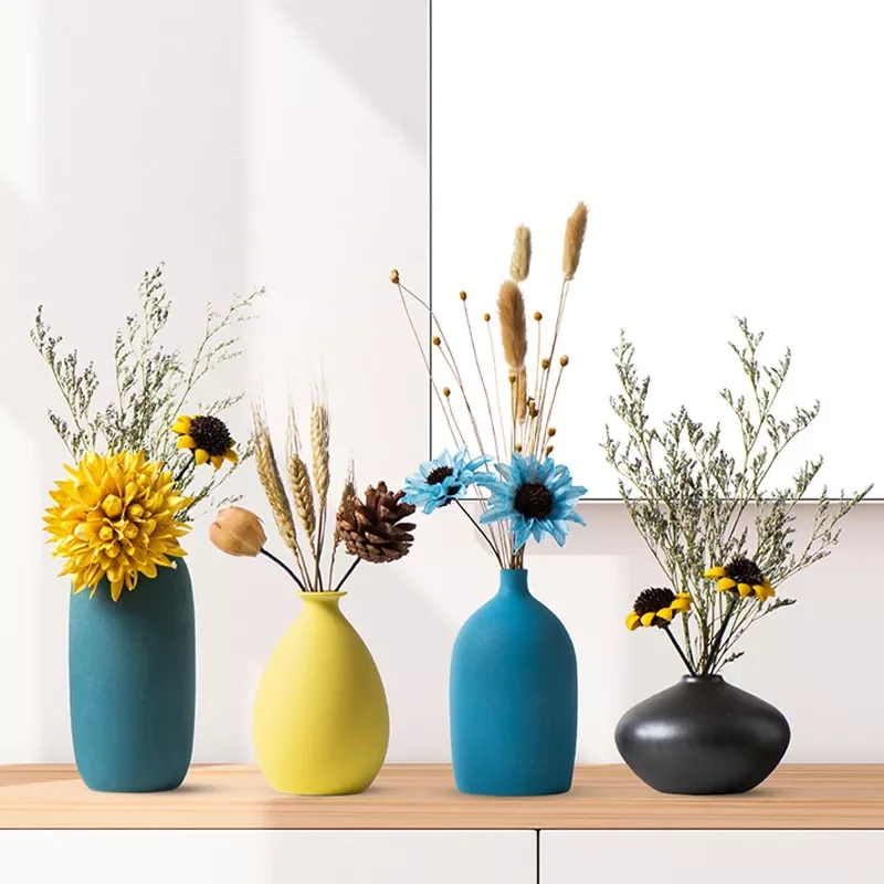 

Керамическая ваза для сухих цветов, 4 шт., современные скандинавские вазы для украшения дома, гостиной, стола, Цветочная композиция для шкафа...