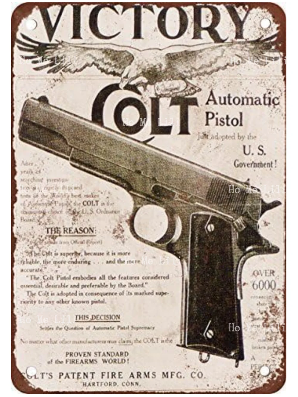 Винтажный металлический жестяной знак Colt M1911 настенное украшение для гаража