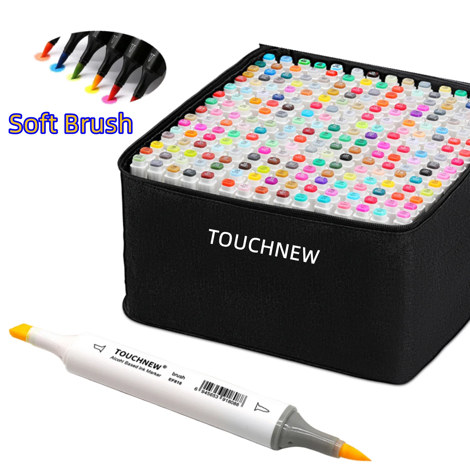 TOUCHNEW12-168 Color Markers Set Soft Brush Double Headed Alcohol-Based Marker Sketching Graffiti School Stationery Art Supplies